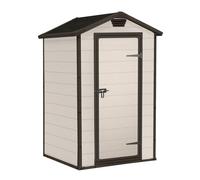 Manor 4x3 - Abri jardin 129x196x103 cm 1 porte rangement outils effet bois rayé résine beige