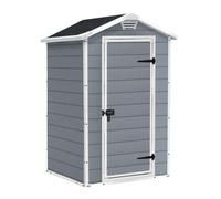 Manor 4x3 - Abri jardin 129x196x103 cm 1 porte rangement outils effet bois rayé résine gris