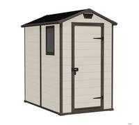 Manor 4x6 - Abri jardin 130x198x192 cm 1 porte rangement outils effet bois rayé résine beige