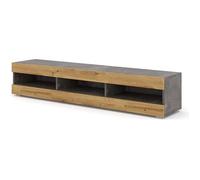 Manta Meuble TV bas universel 160 cm à suspendre ou à poser béton / chêne artisan