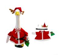 Manteau de Père Noël rouge avec chapeau de bois de cerf pour oie de jardin | Comprend un manteau, un chapeau en bois de bois, une ceinture, un pique à bonbons, un sac ; pour un ajustement parfait aux