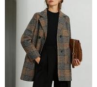 Manteau de travail à double boutonnage, col châle, avec poche plaquée à motif à carreaux L,M,S,XL,XXLCarreauTissu semblable à la laine