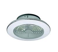 Mantra Iluminación. Modèle ALISIO MINI. Ventilateur et plafonnier de 52,5 cm de diamètre en couleur argentée. Source de lumière LED 70 W 2700 K-5000 K 4 900 lm. Ventilateur 30 W