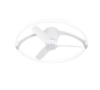 Mantra Nepal Mini Plafonnier LED à intensité variable et ventilateur réversible 30 W CC, blanc, contrôle à distance et APP