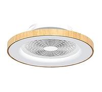Mantra Tibet Plafonnier LED à intensité variable et télécommande de ventilateur CC 35 W, APP, commande vocale Alexa et Google, effet bois/blanc