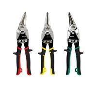 MANUFORE Kit de 3 Cisaille à Tôle Aviation 250 mm Coupe Droite Gauche | Acier CR-V, coupe droite, gauche et rectiligne, pour tôle acier, placo, atelier, toiture et bricolage.