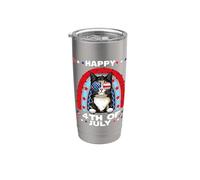 Manx Cat Happy 4th Of July Patriotic American Cats Lovers Gobelet isotherme en acier inoxydable double paroi