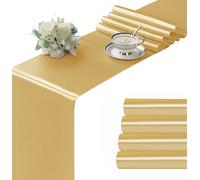 Manyshofu Lot de 4 chemins de table en satin jaune doré - 30,5 x 274,3 cm de long - Décoration de table lumineuse et lisse pour banquet, chef, anniversaire, buffet, dîner, remise de diplôme