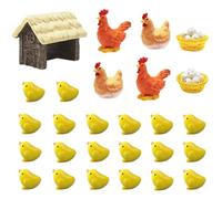 MAOMIA Lot de 28 mini poulaillers rétro miniatures - Figurines de Pâques - Petite poule coq - Nid de poule - Pour jardin, micro paysage, maison, terrarium, travaux manuels, décoration de gâteaux