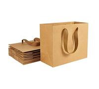 MaoNativey Sac Kraft, 10PCS Sacs en Papier Kraft Brun avec Poignées,Recyclé Réutilisable Pochette d'emballage 22x10x18cm Emballage Cadeau et Sac de Marchandises, Sacs de Vente au Détail