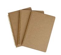 MaoXinTek A5 Cahiers Classique avec Reliure Spirale, Dessin avce Pages Blanches Bloc Note Carnet, 50 Feuilles Kraft Couverture Notebook pour L'école L'écriture Garçons Filles et Enseignants (3PCS)