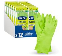 Mapa - Confort - 12 Gants de Ménage Textile Fibres de Bambou - Garde les mains Fraiches et Sèches - 12 pack de 1 paire - Taille L