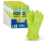 Mapa - Confort - 12 Gants de Ménage Textile Fibres de Bambou - Garde les mains Fraiches et Sèches - 12 pack de 1 paire - Taille M