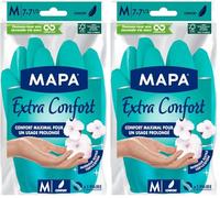 Mapa - Extra Confort - Gants de Ménage en Latex Doublure Textile 100% Coton - Confortables et Résistants pour un usage prolongé - 1 paire - Taille M (Lot de 2)