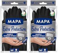 Mapa - Extra Protection - Gants de Ménage en Latex Résistance Renforcée - Solidité et Protection Optimale - Tous types de travaux - 1 paire - Taille M (Lot de 2)