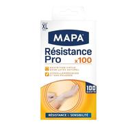 MAPA Gants fins en vinyle Résistance Pro taille XL - 100 gants jetables hypoallergéniques sans latex, non poudrés, pour usage professionnel - Lot de 2