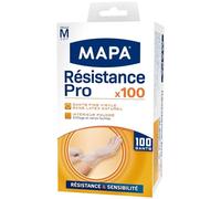 MAPA Gants Résistance Pro en vinyle taille L - Boîte de 100 gants fins sans latex naturel, intérieur poudré pour enfilage facilité - Lot de 2
