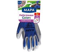 MAPA - Petits Travaux Colors x3 - Gants de Jardinage Ultra souples en Polyamide - Polyvalents pour tous les petits travaux de jardinage - 3 paires - Coloris Bleu/Vert/Gris - Taille L