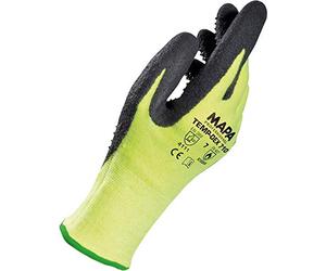 Mapa Professional TempDex 710 Gants thermiques en nitrile avec grande mobilité et protection thermique, utilisation dans les domaines céramique/plastique et construction Jaune Taille 7 (1 paire)