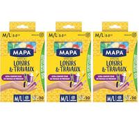 MAPA - Spécial Loisirs & Travaux - Gants Fins en Vinyle Poudrés - Recyclables avec TerraCycle® - Confort et Dextérité - Boîte de 20 gants - Taille M/L (Lot de 3)