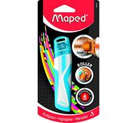 Maped 1 Surligneur Fluo Peps Roller pour Usage Scolaire et Professionnel avec Roulette Tampon Innovant - Ne Sèche pas et Sans Bavures pour toutes encres - Bleu