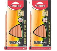 Maped - 10 Crayons Graphite Black’Peps - 10 Crayons à Papier HB Embout Peint - Ergonomique et Triangulaire - Crayons en Bois Certifié 100% FSC (Lot de 2)