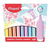 Maped – Surligneurs Fluo'Peps Pastel – Pointe biseautée, longue durée – Lot de 10