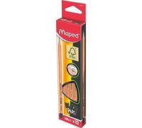 Maped - 12 Crayons Graphite Black’Peps 100% FSC - Crayon HB - Graphite en Bois Certifié FSC - Boîte de 12 Crayons à Papier HB