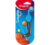 Maped Compas Graphic 360° 19110 – Bague d'adaptation, branches fibre de verre – Couleurs assorties