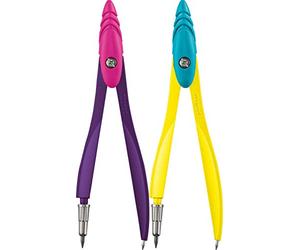 Maped 194102 - Boîte à compas avec logement universel pour stylos STUDY POP - Jaune/turquoise, violet/rose