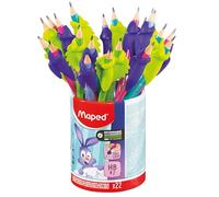 22 Crayons Graphite HB + Guide-doigts Lapin et Caméléon Kidy Learn - Maped - Embout Gomme - Idéal Apprentissage