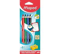 Maped - 4 crayons de Couleur pour Ardoise Marker'peps Wood + Taille-crayons