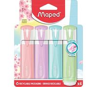 Maped - 4 Surligneurs Fluo'Peps aux Couleurs Pastel - Pointe Biseautée