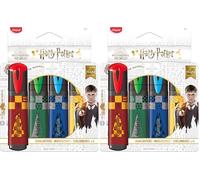 Maped - 4 Surligneurs Harry Potter Pointe Biseautée Rouge Vert Jaune Bleu Lot de 2