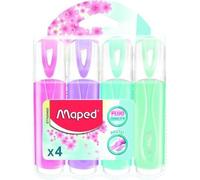 Maped 742546 Surligneurs Pastel Pointe Biseautée pour Trait de 1 à 5mm - Lot de 4 Couleurs Assorties