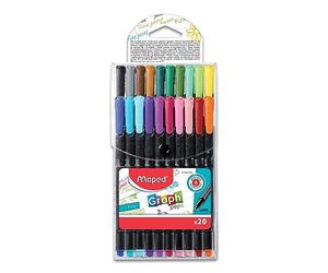 MAPED 49297 Feutre Coloriage Graph'p Eps Écriture Fine Point 0.4mm Diamètre Triangulaire pochettes Lot de 20 Assorties