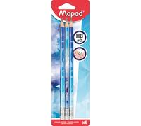 Maped - 6 Graphites Arctic Vibes HB avec Gomme - crayons à Papier Forme