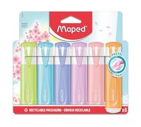 Maped – Surligneur FLUO'PEPS PASTEL – Pointe biseautée – Blister de 6