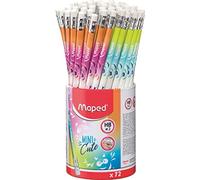 Maped - 72 Crayons Graphite Mini Cute Embout Gomme - Forme Triangulaire Ergonomique - Mine Grise Résistante - Pot De 72 Crayons À Papier 851874 Multicolore