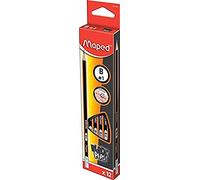 Maped 851724 - 12x crayons BLACK'PEPS B avec gomme - Noir/Orange