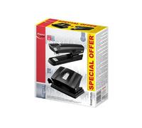 Maped Essentials Metal Pack d'agrafeuse en métal E3543 + perceuse à métal E4024 - Agrafe jusqu'à 25 feuilles à la fois - Prend en charge les agrafes 24/6 et 26/6 - Perfore jusqu'à 25 feuilles - Couleu