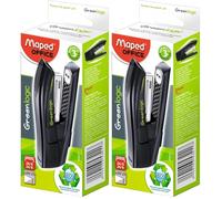 Maped - Agrafeuse Half-strip Greenlogic - Agrafeuse 100% en plastique recy grafeuse de bureau compatible agrafes 24/6 et 26/6 - Noire (Lot de 2)