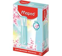 Maped - Boîte de 12 surligneurs Fluo’Peps Classic Pastel Bleu - Surligneurs bleu pastel - Pointe biseautée