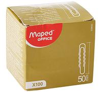 MAPED Bte de 100 Trombones ondulés en acier nickelé 50 mm