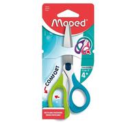 Maped - Ciseaux Sensoft Asymétriques Ergonomiques avec Anneaux Souples - Ciseaux Scolaires 13cm, dès 4 Ans, pour Maternelle et Primaire - Coloris Vert