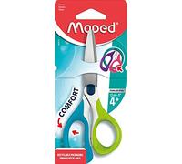 Maped - Ciseaux Sensoft Asymétriques Ergonomiques avec Anneaux Souples - Ciseaux Scolaires 13cm, dès 4 Ans, pour Maternelle et Primaire - Coloris Vert
