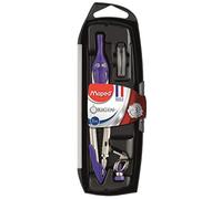 Maped Coffret Compas Origin 3 Pièces - Fabrication Française Compas Scolaire Mine + Bague Universelle + Étui-Mines - Avec Sécurité Protège Pointe et Mine + Branches en Acier - Bleu