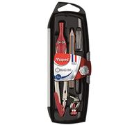 Maped - Coffret Compas Origin 5 Pièces-Fabrication Française-Compas Scolaire Mine + Bague Universelle + Étui-Mines + Porte-Mine + Taille-Mines -Avec Mine + Branches en Acier - Multicolor