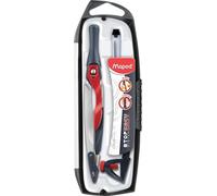 Maped - Compas Maped Stop Easy - Système de Verrouillage Breveté - Tracé Parfait - Avec Sécurité Protège Pointe et Mine - Compas Mine + Bague Universelle + Crayon - Dès 10 ans
