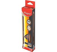 Maped - Crayons Graphite HB #2 Black’Peps Jumbo - Crayons à Papier en Bois avec Gomme - Forme Maxi Triangulaire Ergonomique - Boîte de 12 Crayons Papier HB n°2